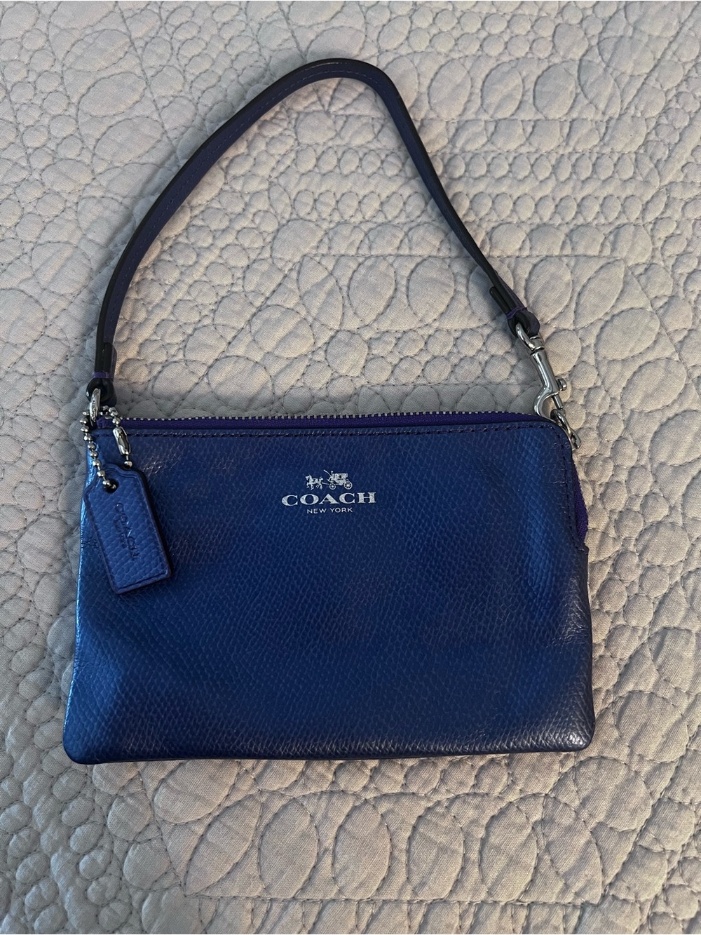 COACH Navy Blue Leather Wristlet